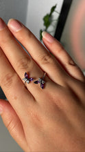 Load image into Gallery viewer, Adjustable Amethyst Butterfly Ring