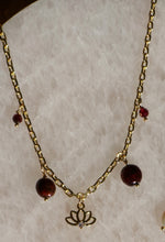 Load image into Gallery viewer, Garnet Lotus Flower Necklace *Gold Filled*
