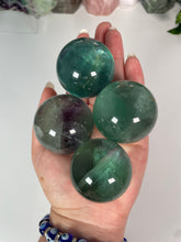 Load image into Gallery viewer, Gemmy Green/Purple Fluorite Spheres