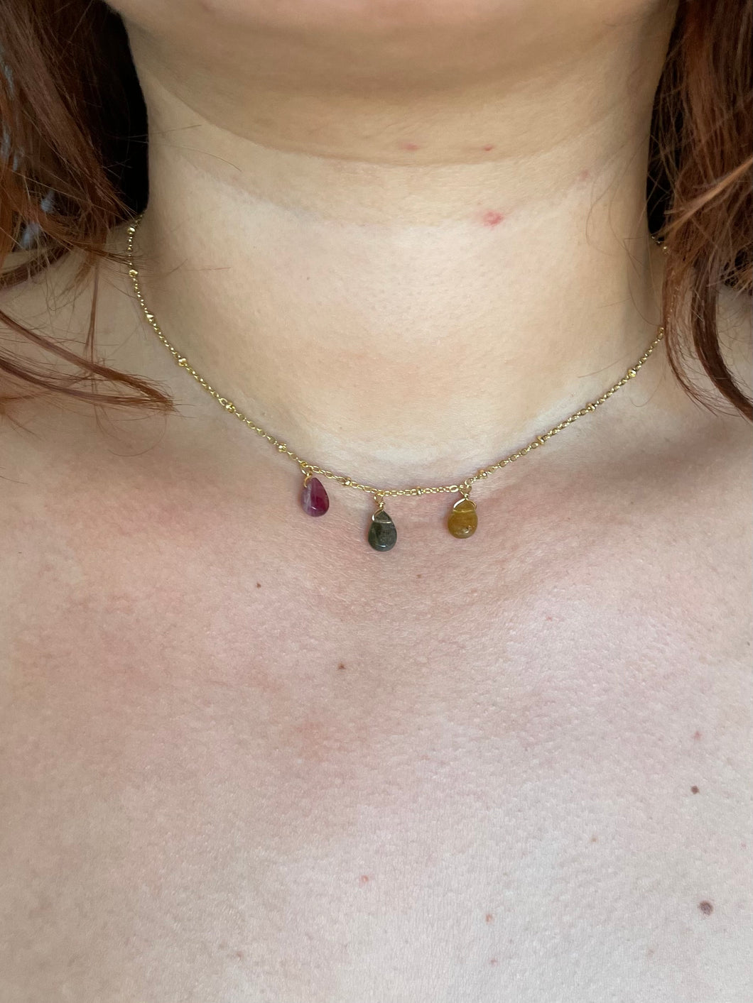 Gold Filled Triple Tourmaline Necklace