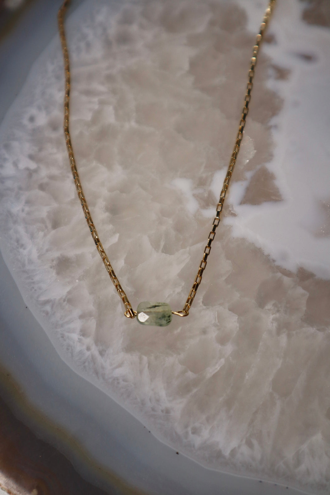 Dainty Prehnite Necklace *Gold Filled*