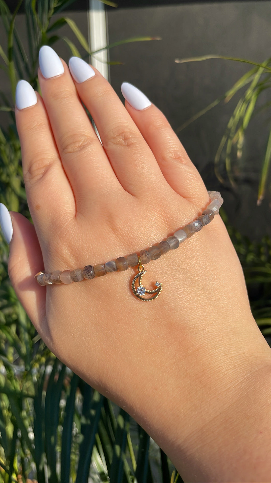 Ombre Peach Moonstone Charm Bracelet