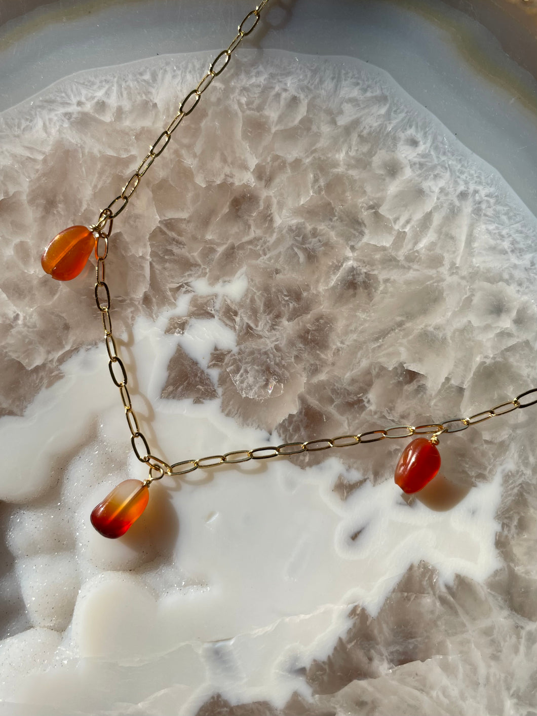 Gold Filled Carnelian Charm Necklace