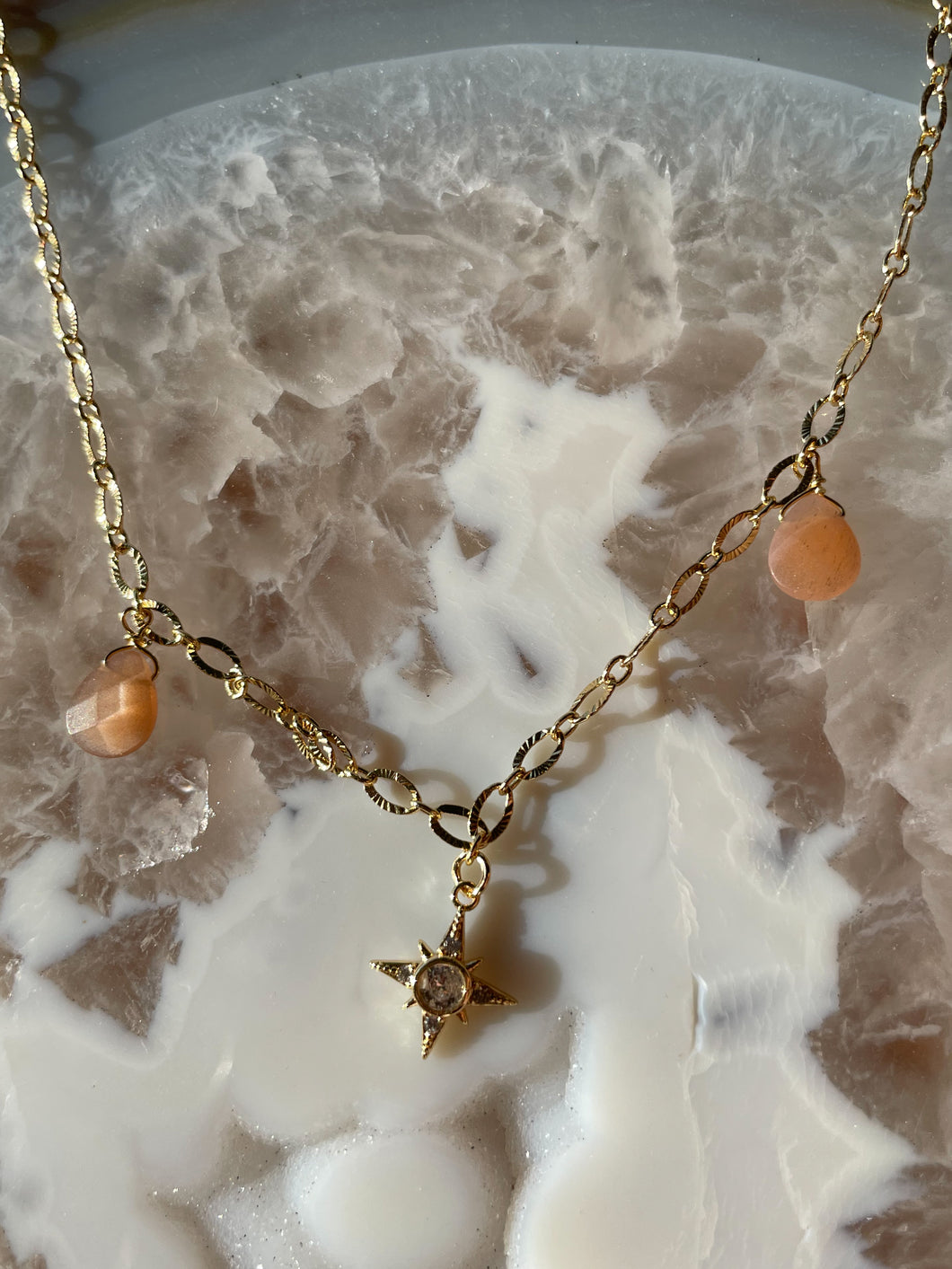 North Star Peach Moonstone Necklace *Gold Filled*