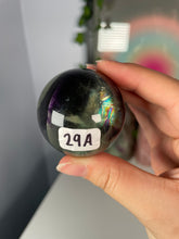 Load image into Gallery viewer, Gemmy Green/Purple Fluorite Spheres
