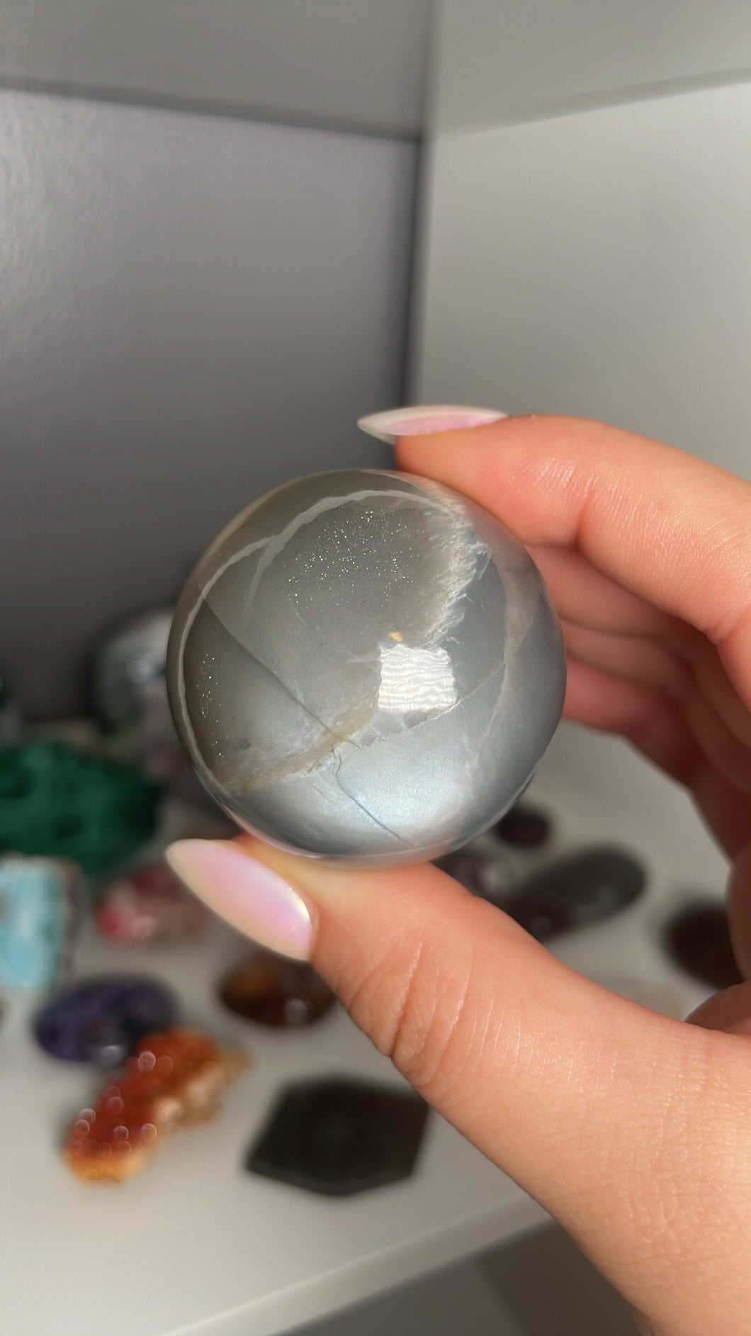 RARE Black Moonstone Sphere from India