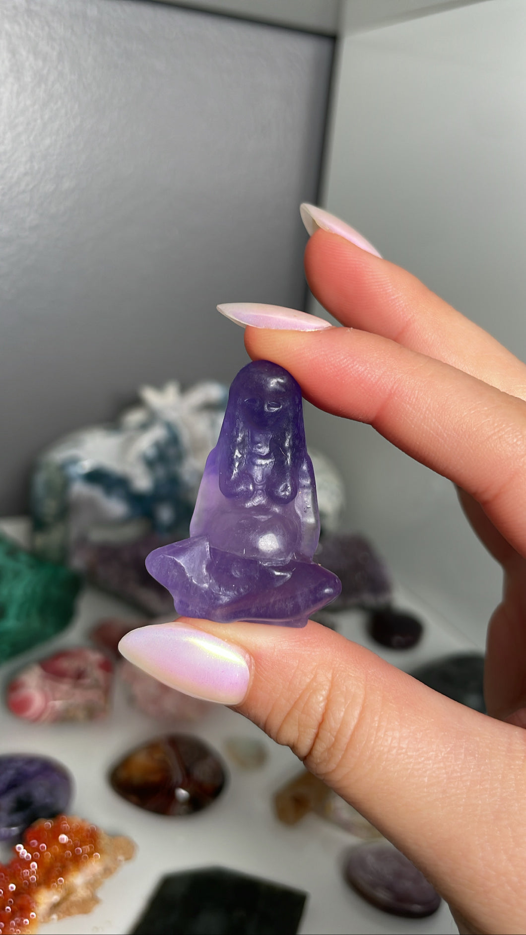 Mini Fluorite Mother Earth Carving