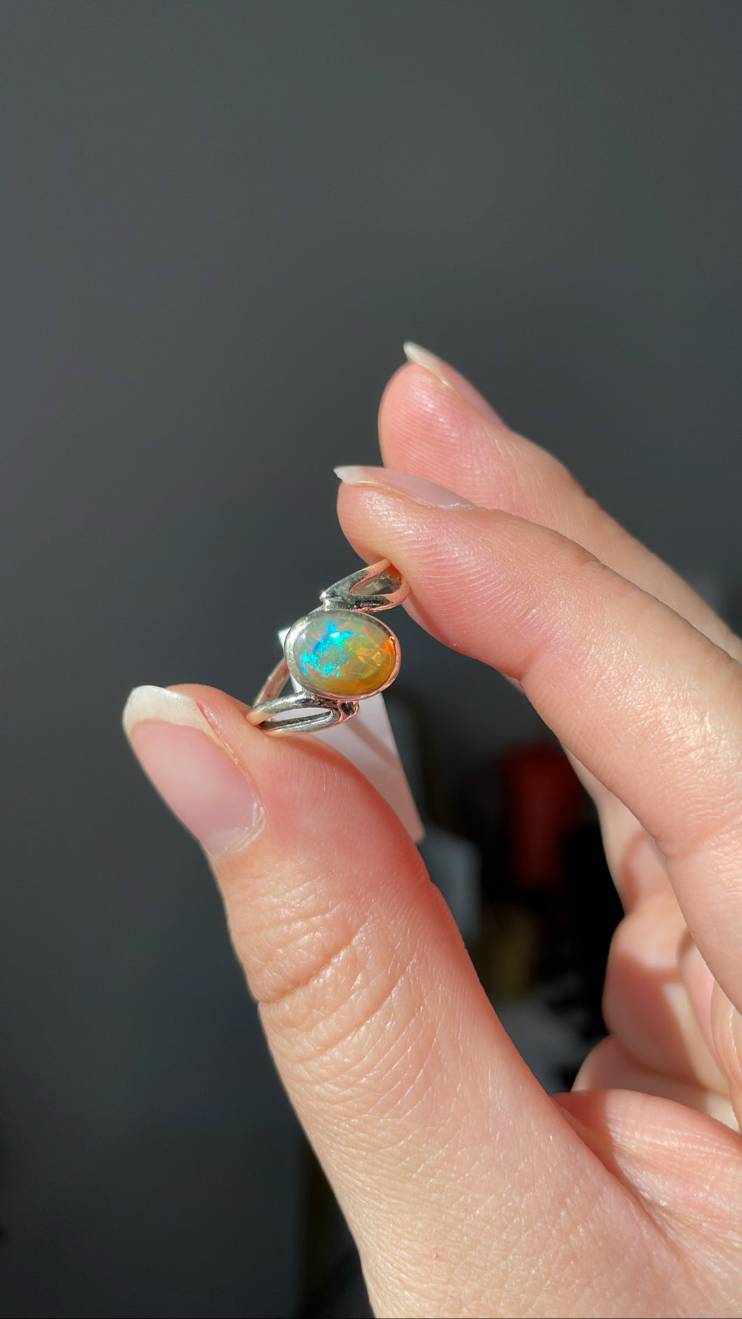 Size 6 Faceted Ethiopian Opal Ring