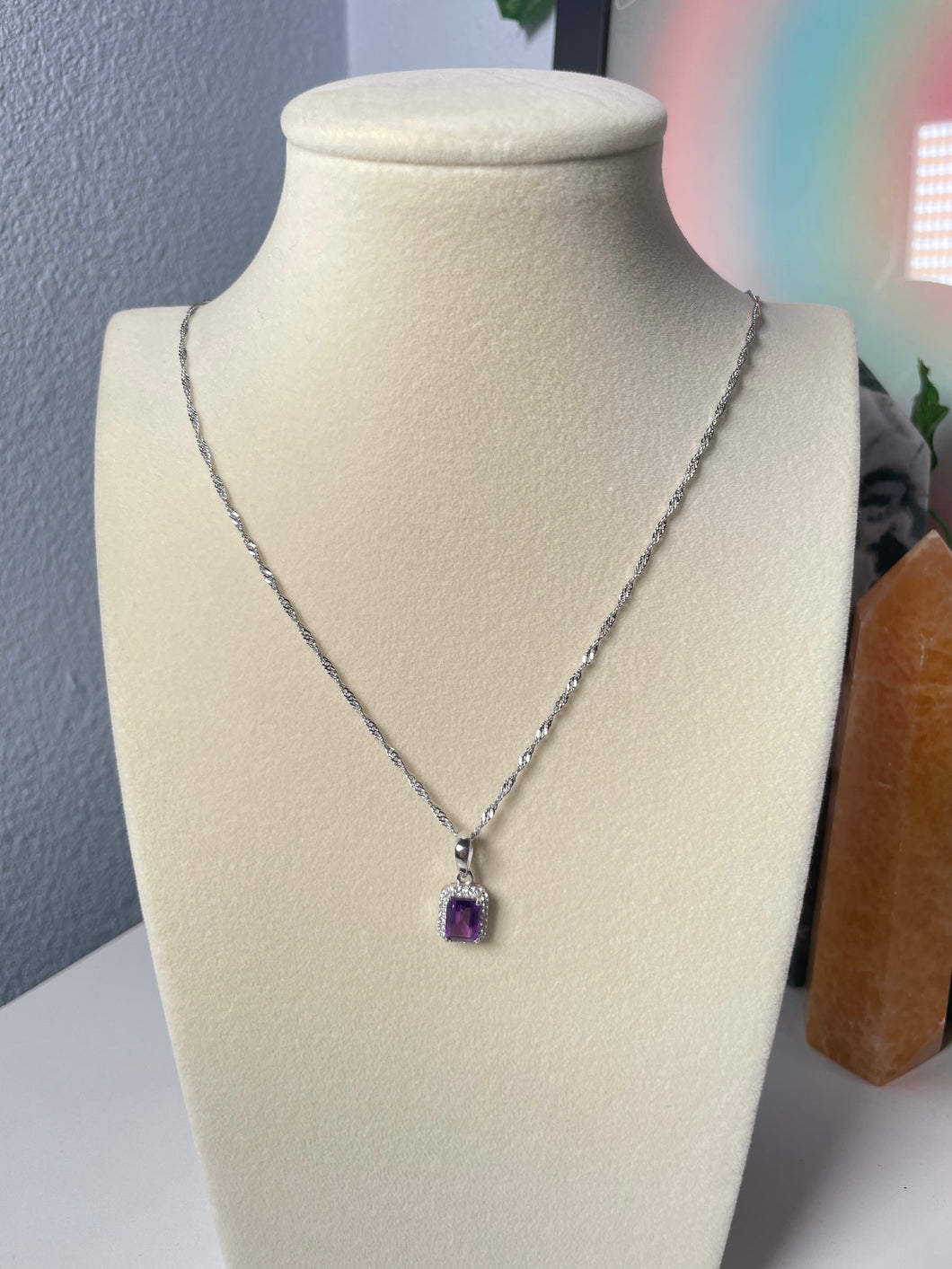 Square Amethyst Necklace